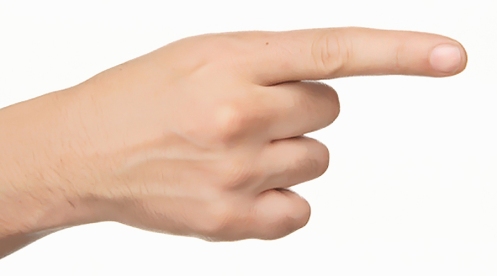 Man pointing finger (focus on hand)